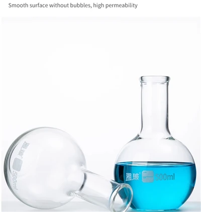 Forniture di laboratorio all'ingrosso di alta qualità per test di matracci a fondo piatto in vetro borosilicato per acquirenti all'ingrosso